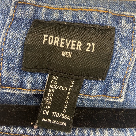 Forever 21 Mens Hooded Denim Jacket with Snap Button Closure - Picture 3 of 3